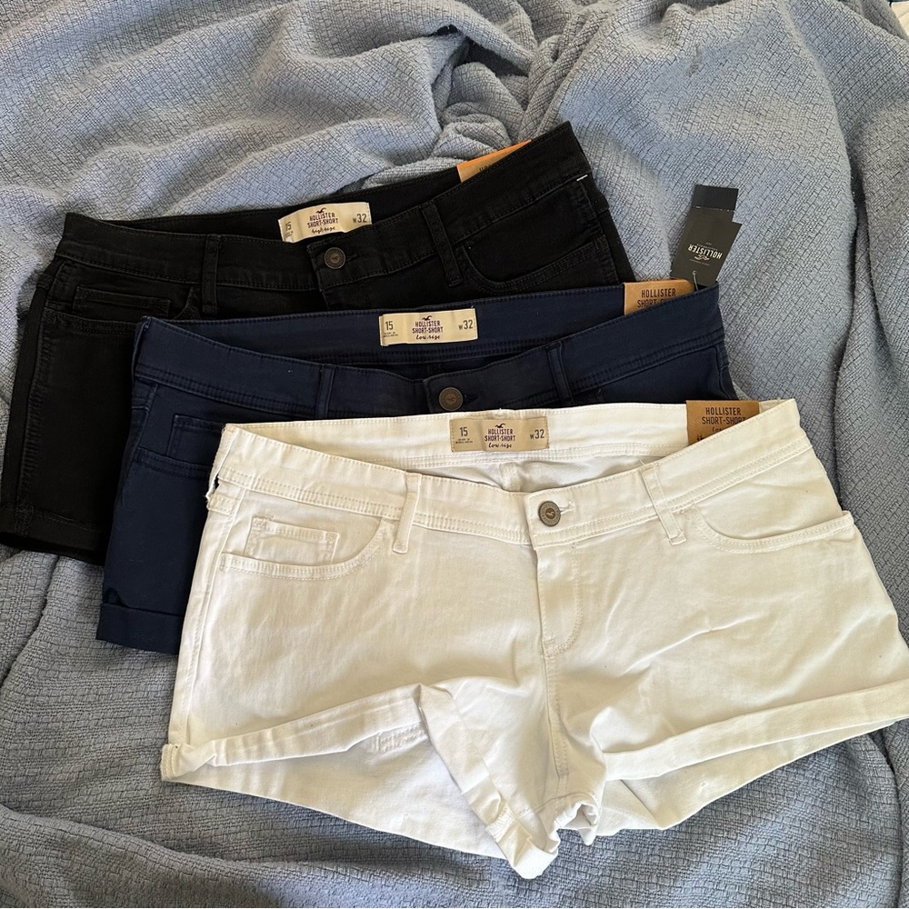 $105 Lot of 3 NEW w tags! HOLLISTER low rise Short Shorts Size 15 W32
